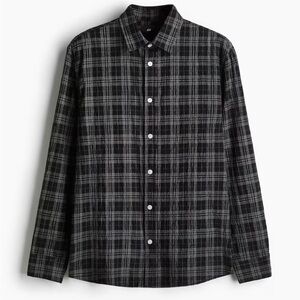 H&M Black and Gray Plaid Casual Shirt